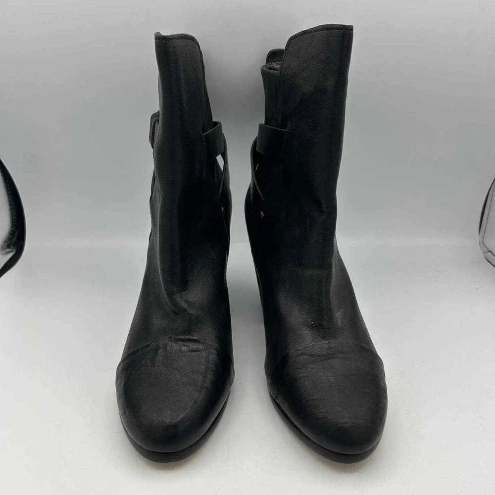 Rag & Bone Womens Size 38 Black Leather Heeled Booties Boots‎ Strappy Shoes